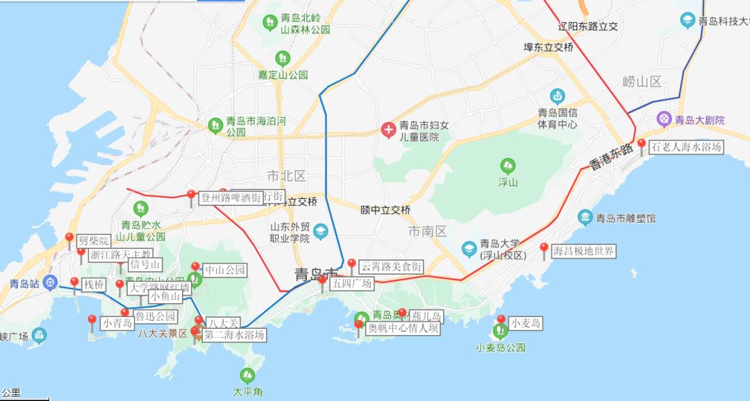青岛旅游景点地图(青岛旅游景点地图图片大全)